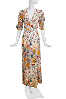 Lot 275 - An Ossie Clark/Celia Birtwell for Radley printed satin dress, 1972