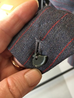 Lot 221 - An early Thierry Mugler grey pinstripe wool suit, 1970s