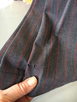 Lot 221 - An early Thierry Mugler grey pinstripe wool suit, 1970s