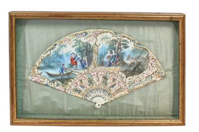 Lot 287 - Two framed fans, comprising: mid-18th century...