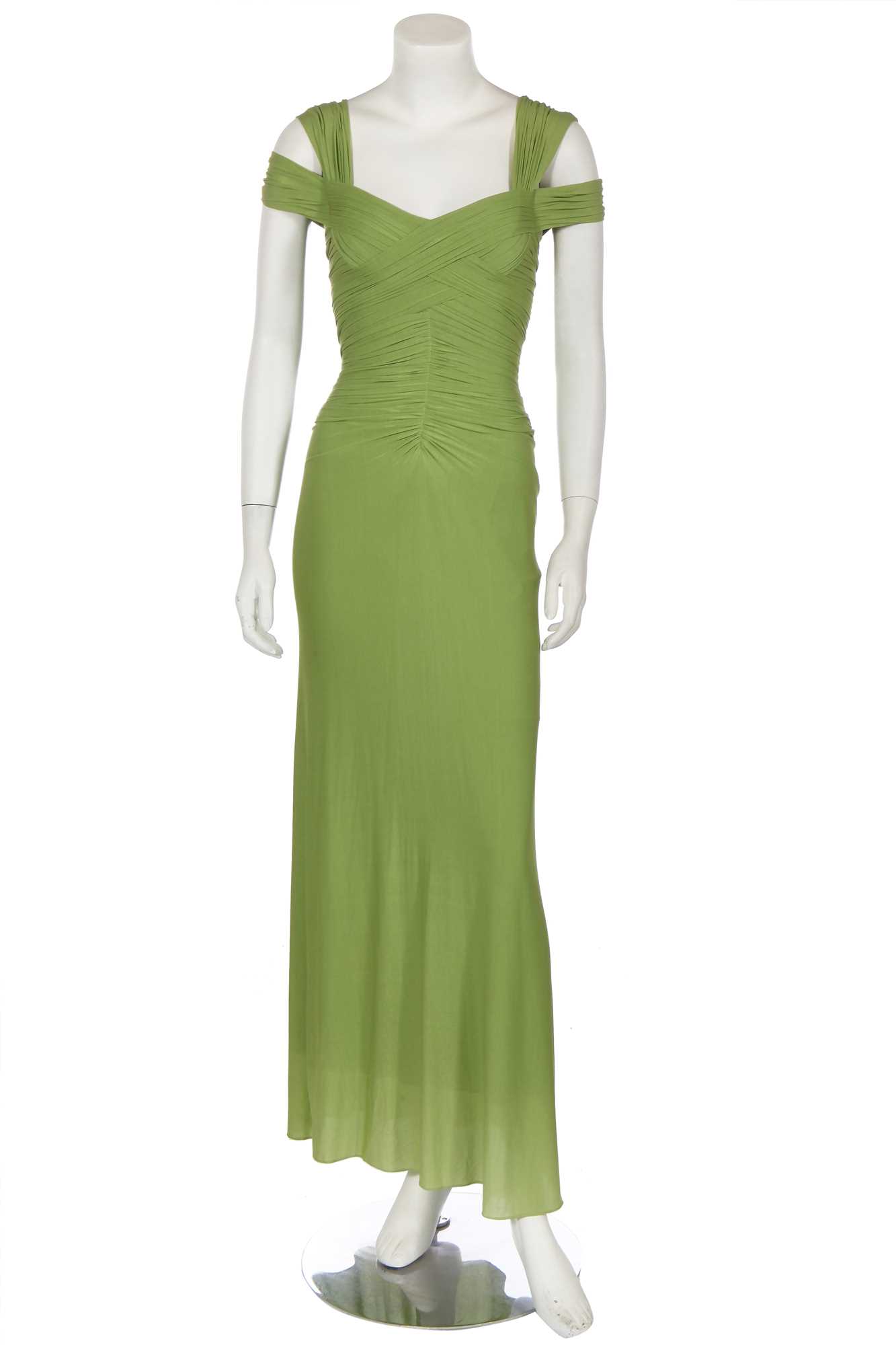 Lot 134 An Herve Leger green viscose jersey dress