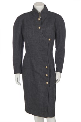 Lot 5 - A Chanel grey wool coat dress, mid-late 1980s