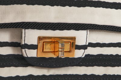 Lot 22 - A Chanel 2.55 bag in black and white striped silk, 1966