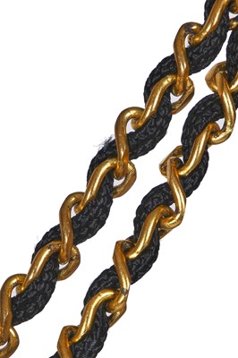 Lot 22 - A Chanel 2.55 bag in black and white striped silk, 1966