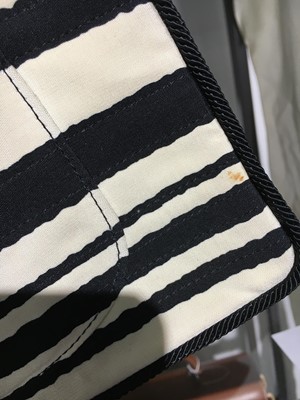 Lot 22 - A Chanel 2.55 bag in black and white striped silk, 1966