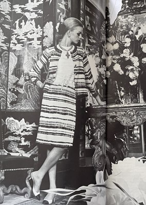 Lot 22 - A Chanel 2.55 bag in black and white striped silk, 1966