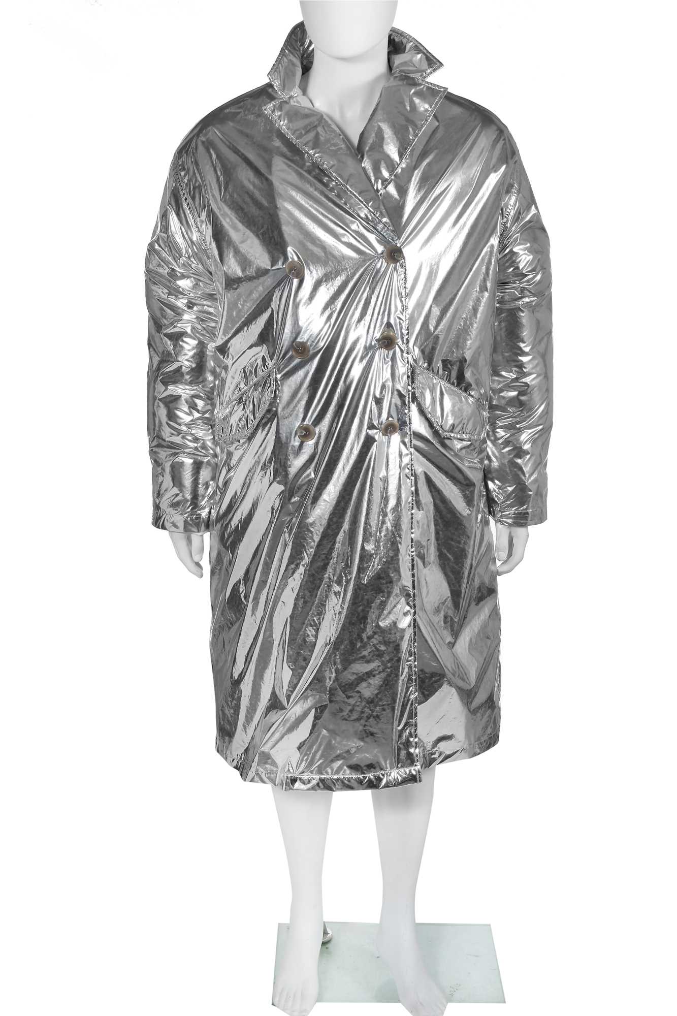 Lot 333 - A Calvin Klein by Italo Zucchelli men's silver metallic puffer jacket, Autumn-Winter 2016-17