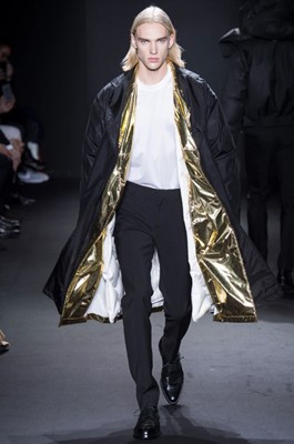 Lot 333 - A Calvin Klein by Italo Zucchelli men's silver metallic puffer jacket, Autumn-Winter 2016-17