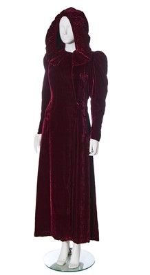 Lot 342 - A merlot velvet evening coat, 1930s