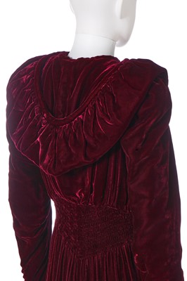 Lot 342 - A merlot velvet evening coat, 1930s