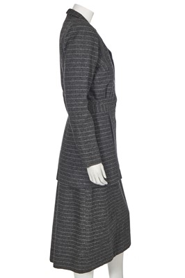 Lot 330 - A Louis Levy Utility pinstriped grey wool ensemble circa 1946