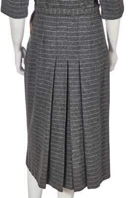 Lot 330 - A Louis Levy Utility pinstriped grey wool ensemble circa 1946