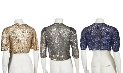 Lot 473 - Three sequinned tulle boleros, 1930s