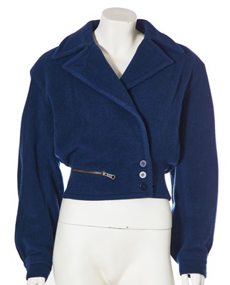 Lot 217 - An Azzedine Alaïa petrol-blue wool jacket, circa 1987