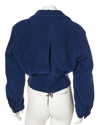 Lot 217 - An Azzedine Alaïa petrol-blue wool jacket, circa 1987