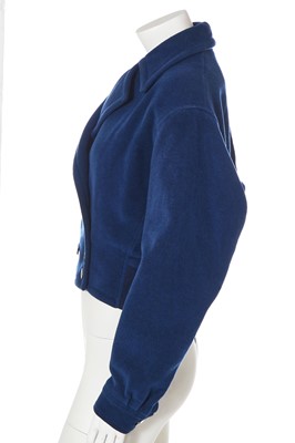 Lot 217 - An Azzedine Alaïa petrol-blue wool jacket, circa 1987