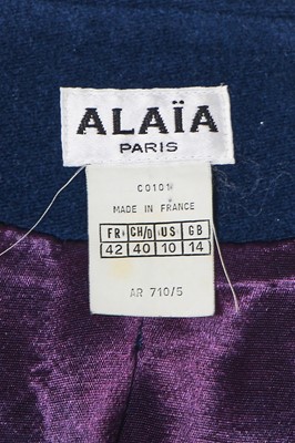 Lot 217 - An Azzedine Alaïa petrol-blue wool jacket, circa 1987
