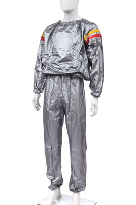 Lot 209a - A Saunette exercise tracksuit in silver PVC, uni-sex, 1980s