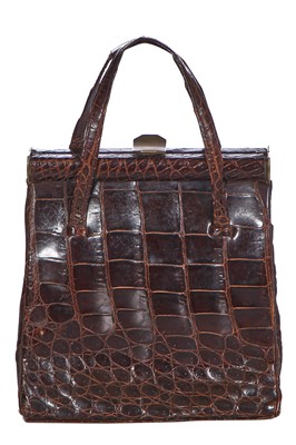 Lot 74 - 'Evita' interest: a dark brown crocodile handbag circa 1945, used in the 1996 film