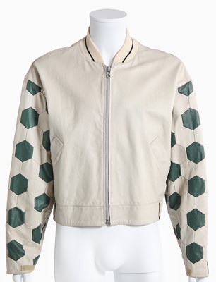 Lot 45 - A Jean Paul Gaultier man's green and white leather 'Pelé' jacket, Spring-Summer 1987