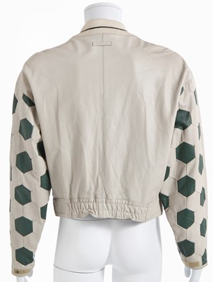 Lot 45 - A Jean Paul Gaultier man's green and white leather 'Pelé' jacket, Spring-Summer 1987