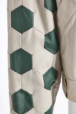 Lot 45 - A Jean Paul Gaultier man's green and white leather 'Pelé' jacket, Spring-Summer 1987