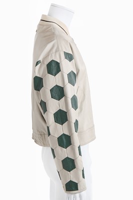 Lot 45 - A Jean Paul Gaultier man's green and white leather 'Pelé' jacket, Spring-Summer 1987