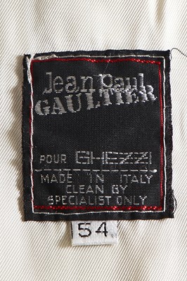 Lot 45 - A Jean Paul Gaultier man's green and white leather 'Pelé' jacket, Spring-Summer 1987