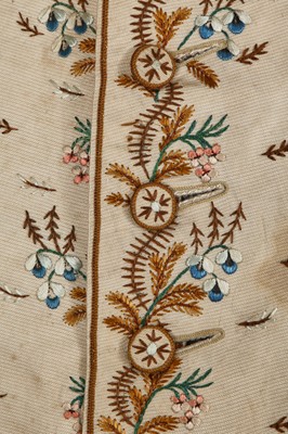 Lot 2 - A gentleman's ivory silk embroidered waistcoat, 1770s