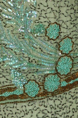 Lot 383 - A fine beaded green muslin flapper dress, circa 1928