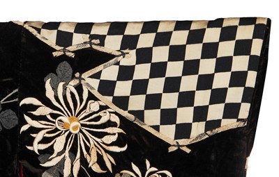 Lot 499 - A fine embroidered velvet kimono, Japanese for the European Market, circa 1900