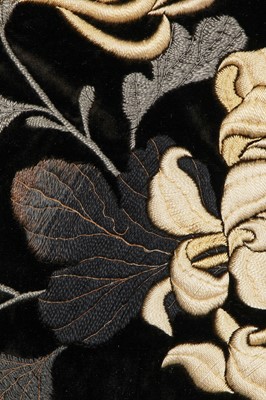 Lot 499 - A fine embroidered velvet kimono, Japanese for the European Market, circa 1900