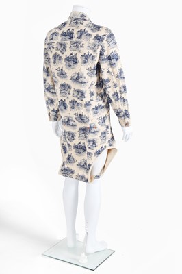 Lot 74 - An unusual Jean Paul Gaultier man's printed ivory denim coat/jacket, 'Elegance Contest/Casanova at at the Gym' collection Spring-Summer 1992