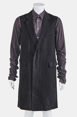 Lot 137 - A Raf Simons charcoal grey cotton sleeveless coat, Autumn-Winter 1999-2000