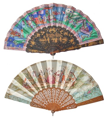 Lot 450 - A painted 'thousand faces' fan, Chinese, mid-19th century