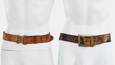 Lot 17 - A group of men's shirts and novelty belts, mostly 1960s