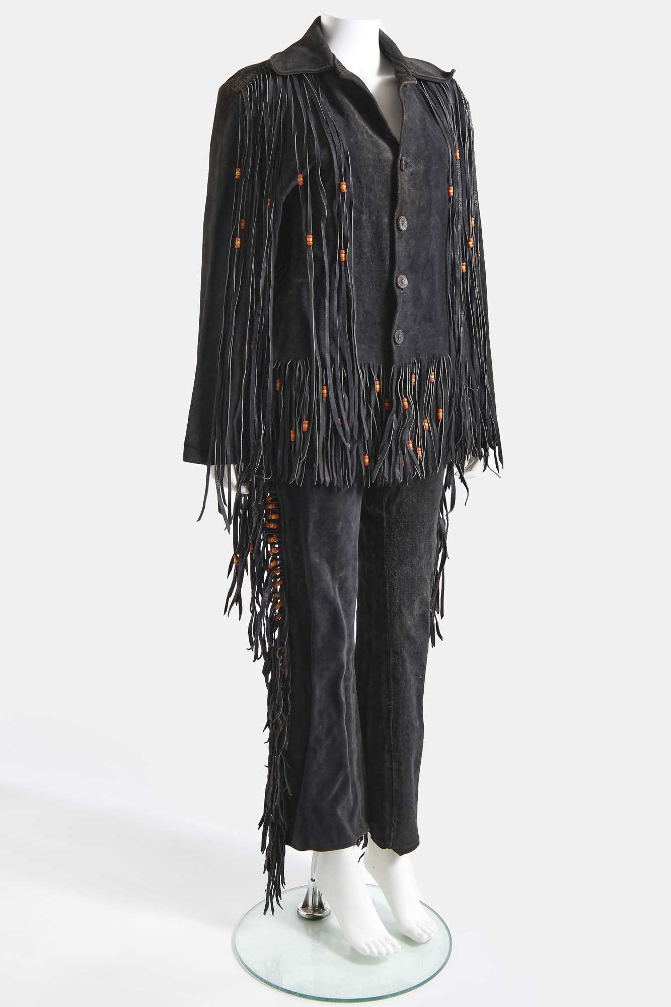 Click for high resolution Lot 20 - A man's fringed charcoal grey suede ensemble, 1960s