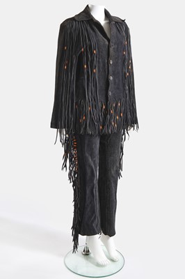 Lot 20 - A man's fringed charcoal grey suede ensemble, 1960s