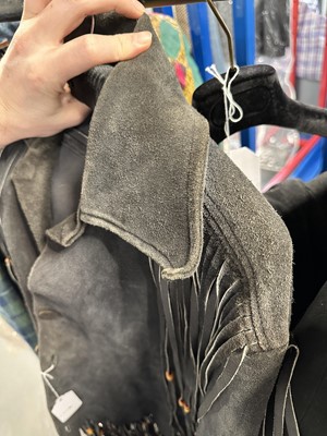 Lot 20 - A man's fringed charcoal grey suede ensemble, 1960s