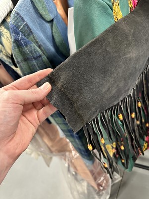Lot 20 - A man's fringed charcoal grey suede ensemble, 1960s