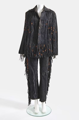 Lot 20 - A man's fringed charcoal grey suede ensemble, 1960s
