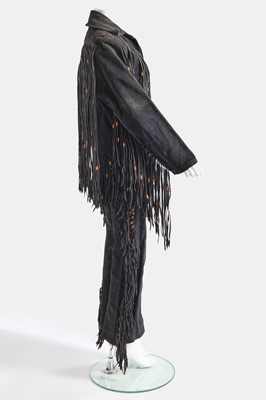 Lot 20 - A man's fringed charcoal grey suede ensemble, 1960s