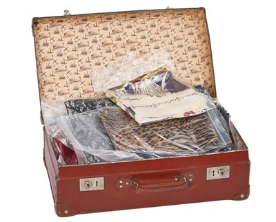 Lot 390 - A suitcase filled with printed scarves, 1920s-80s