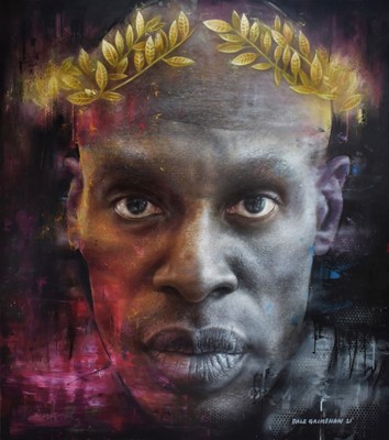 Lot 78 - Dale Grimshaw portrait commission:  oils on canvas by the internationally acclaimed figurative and street artist, as featured on BBC TV’s Tinie Tempah’s Extraordinary Portraits.