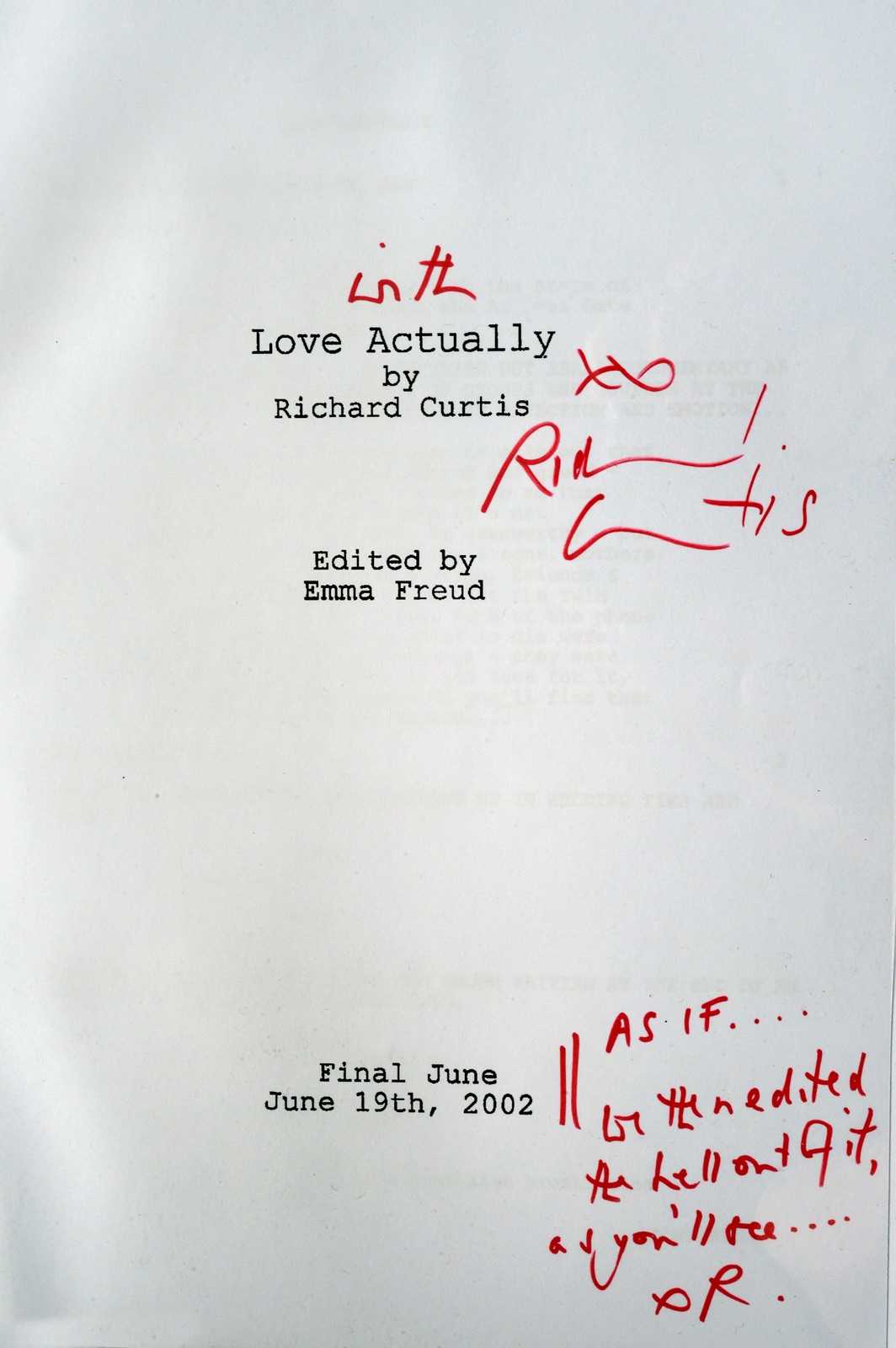 Lot 80 - Richard Curtis CBE: 'Love Actually' final