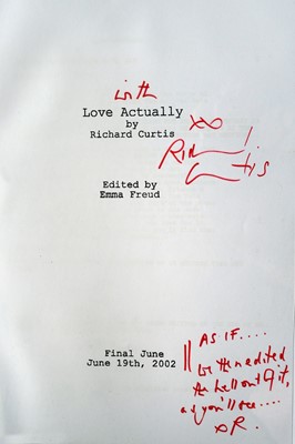 Lot 80 - Richard Curtis CBE: 'Love Actually' final script, annotated and signed  on the cover by the writer and director