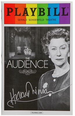 Lot 79 - Dame Helen Mirren DBE: a signed programme and signed rare poster for the Broadway theatre production of ''The Audience' (2015)