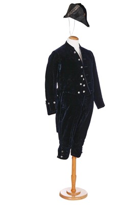 Lot 101 - Jeremy Irons: a navy velvet court livery, circa 1910, a family heirloom, donated by the actor