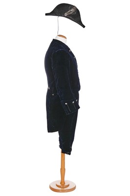 Lot 101 - Jeremy Irons: a navy velvet court livery, circa 1910, a family heirloom, donated by the actor