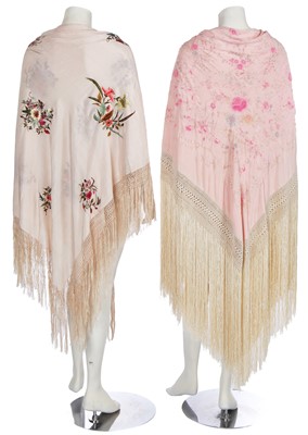 Lot 464 - A group of embroidered silk shawls, Chinese for the European market, 1920s